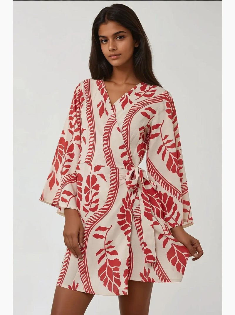 Mini-robe fleurie à col en v hiccup Multicolore - Kiabi