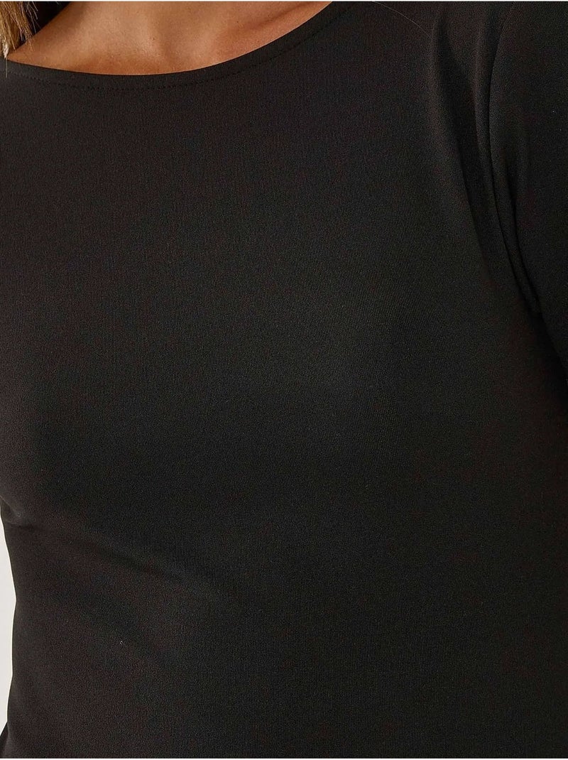 Mini-robe moulante avec décolleté dans le dos Noir - Kiabi