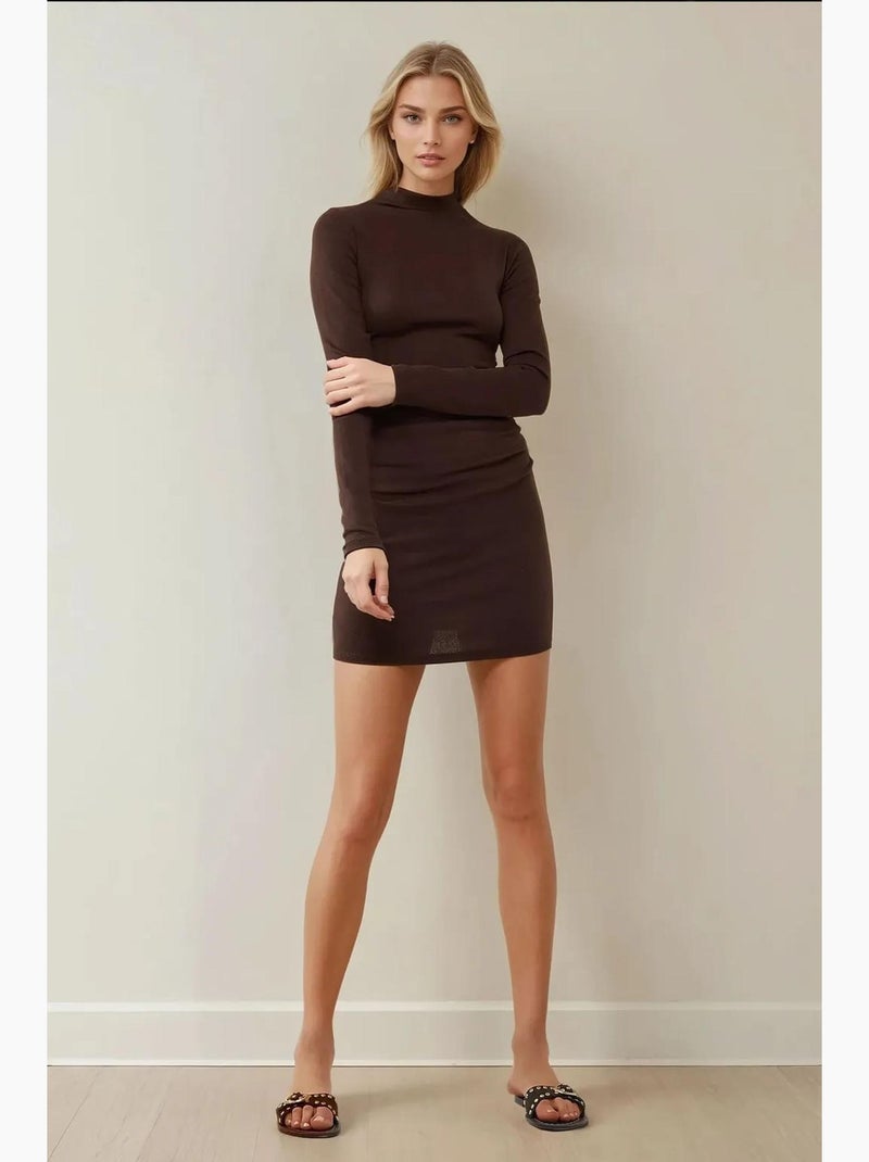 Mini-robe moulante en modal doux au toucher hiccup Marron foncé - Kiabi