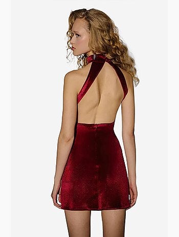 Mini-robe moulante en velours avec col licou hiccup