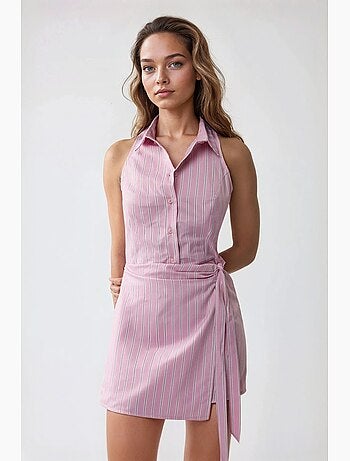 Mini-robe rayée à col chemise hiccup