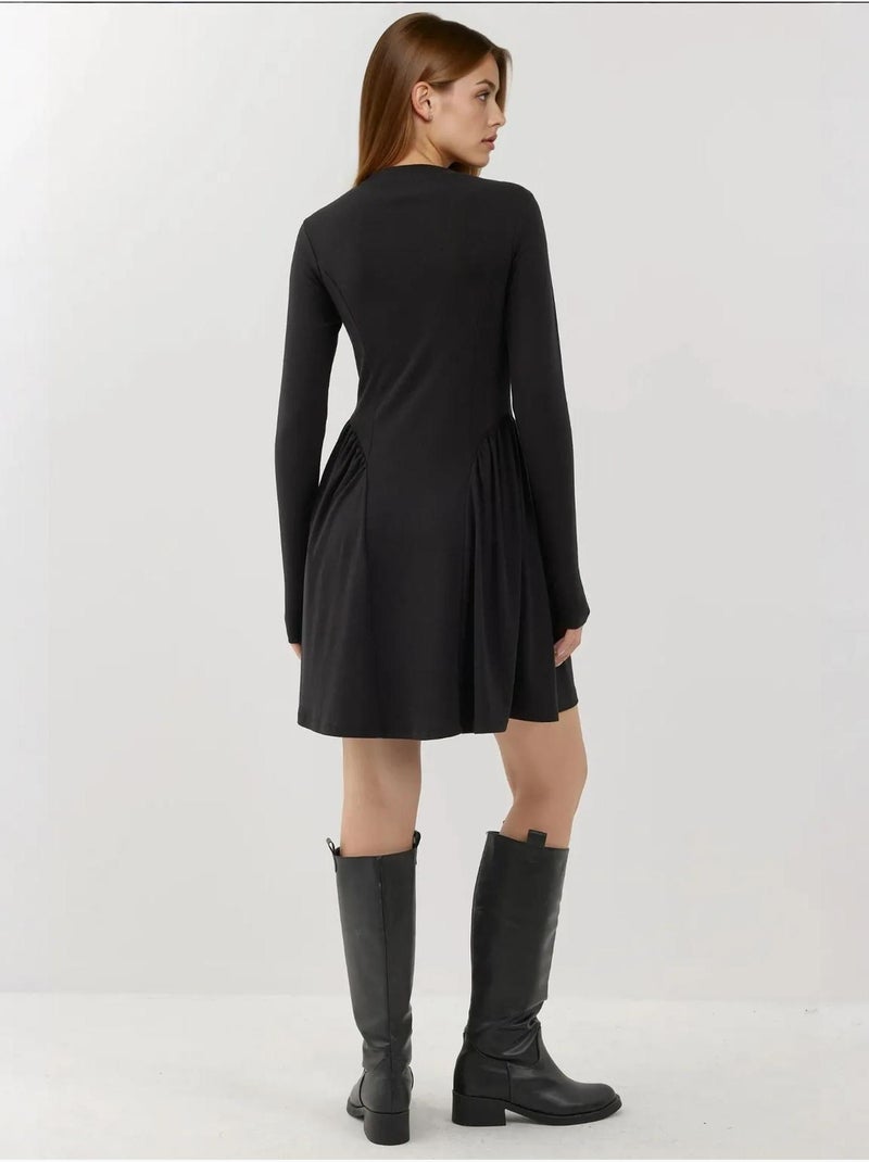 Mini-robe texturée à col bateau hiccup Noir - Kiabi