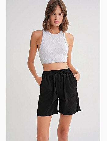 Mini-short taille haute en coton avec cordon de serrage mixray