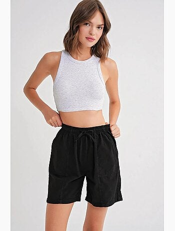 Mini-short taille haute en coton avec cordon de serrage mixray