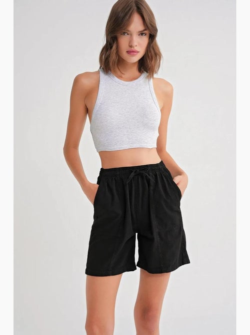 Mini-short taille haute en coton avec cordon de serrage mixray - Kiabi Mini-short taille haute en coton avec cordon de serrage mixray - Kiabi