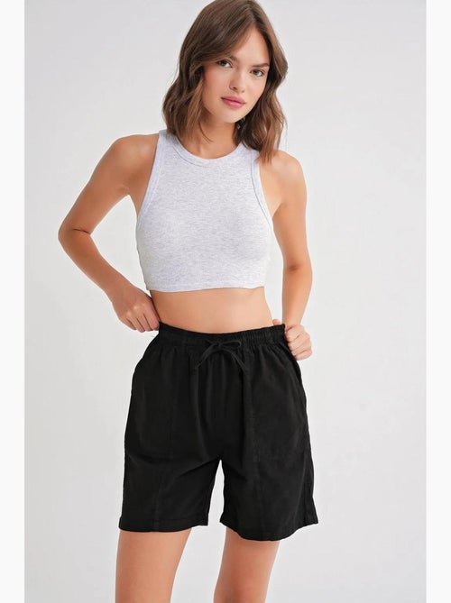 Mini-short taille haute en coton avec cordon de serrage mixray - Kiabi Mini-short taille haute en coton avec cordon de serrage mixray - Kiabi