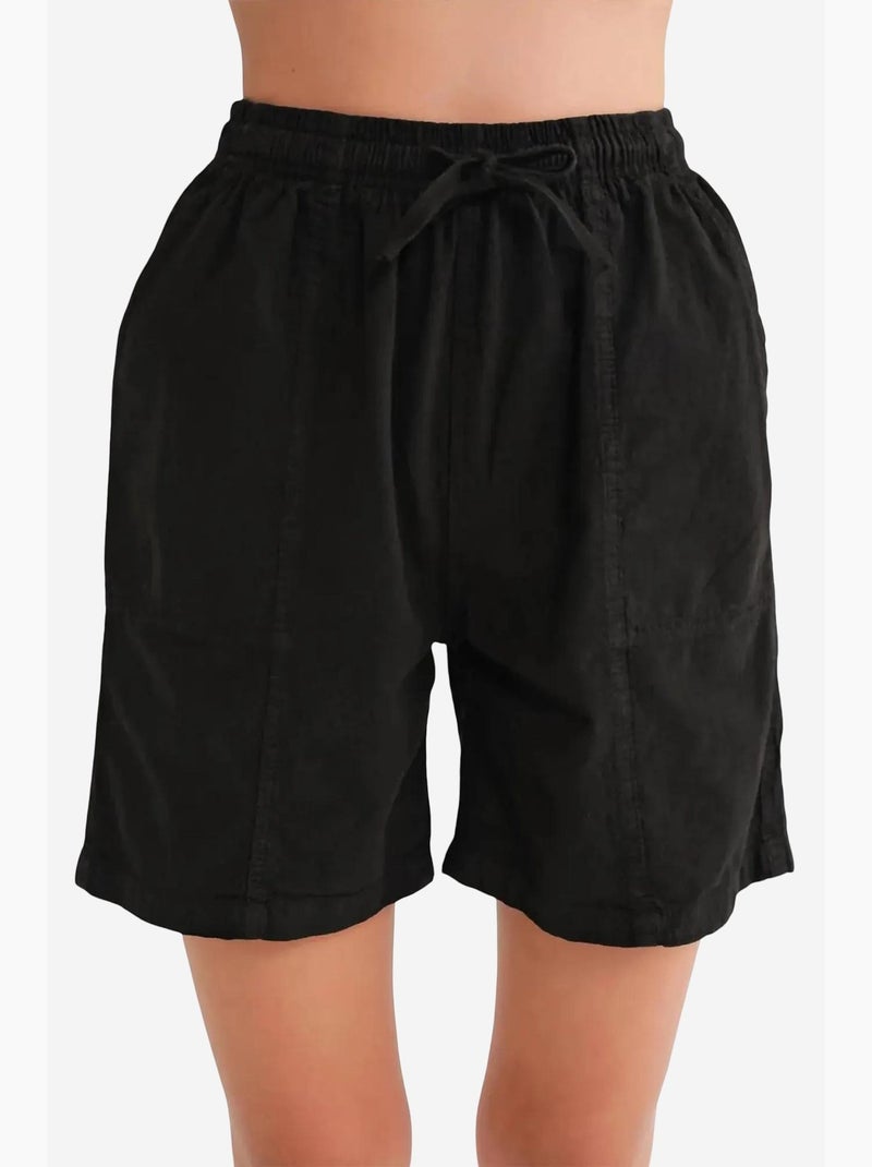 Mini-short taille haute en coton avec cordon de serrage mixray Noir - Kiabi