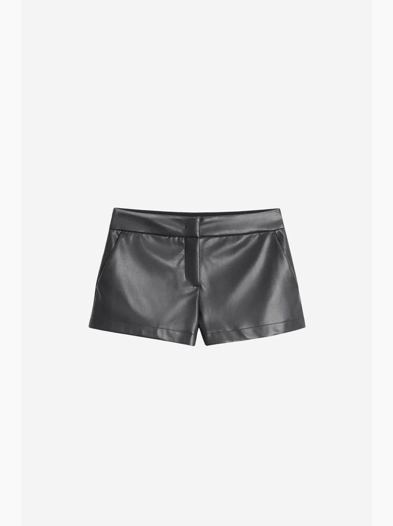 Mini short van imitatieleer met middelhoge taille dilvin Zwart - Kiabi