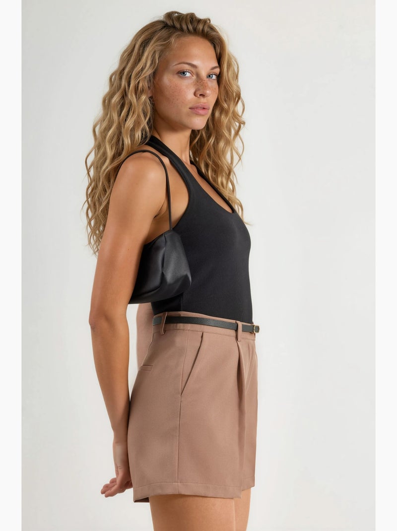Mini-shorts met hoge taille en wijde pijpen hiccup Camel - Kiabi