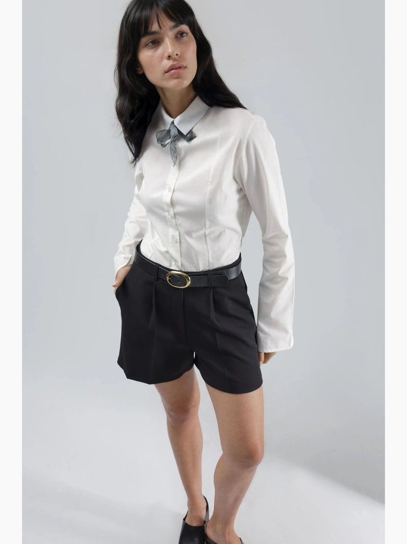 Mini-shorts met hoge taille en wijde pijpen hiccup Zwart - Kiabi