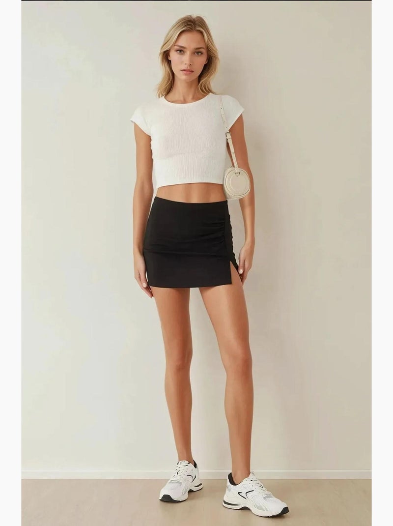 Mini-skort met gedrapeerd detail hiccup Zwart - Kiabi