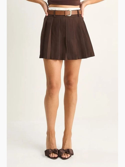 Mini skort met hoge taille en riem lucci - Kiabi