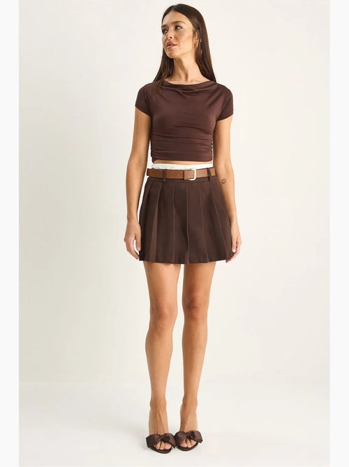 Mini skort met hoge taille en riem lucci - Kiabi