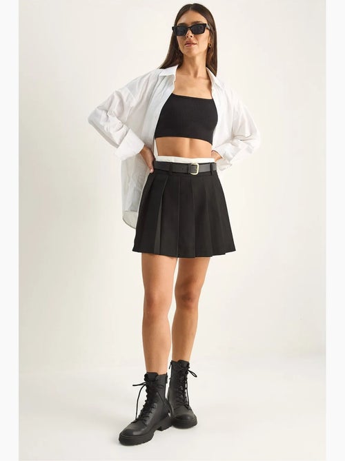Mini skort met hoge taille en riem lucci - Kiabi