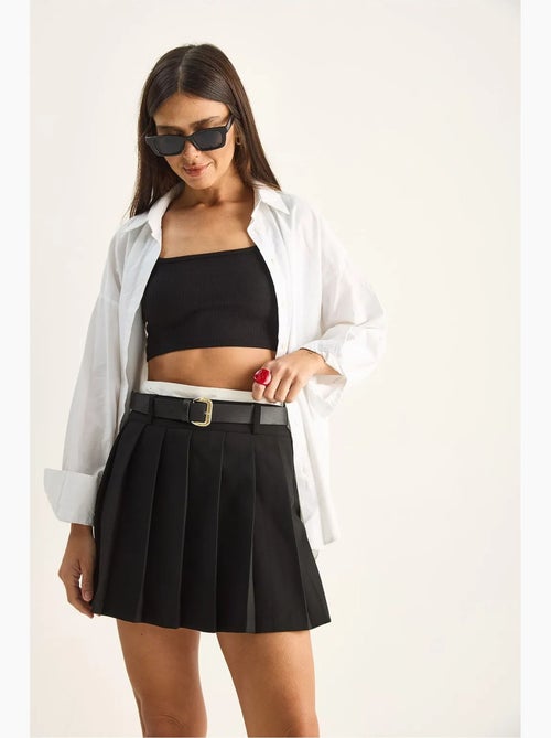Mini skort met hoge taille en riem lucci - Kiabi