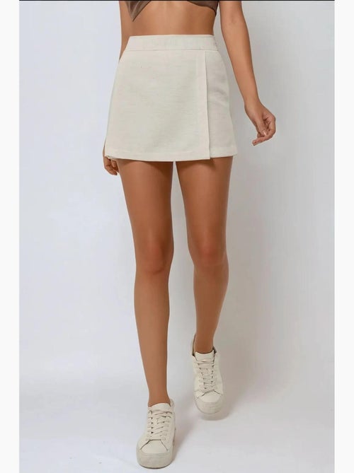 Mini-skorts met textuur en linnenlook hiccup - Kiabi