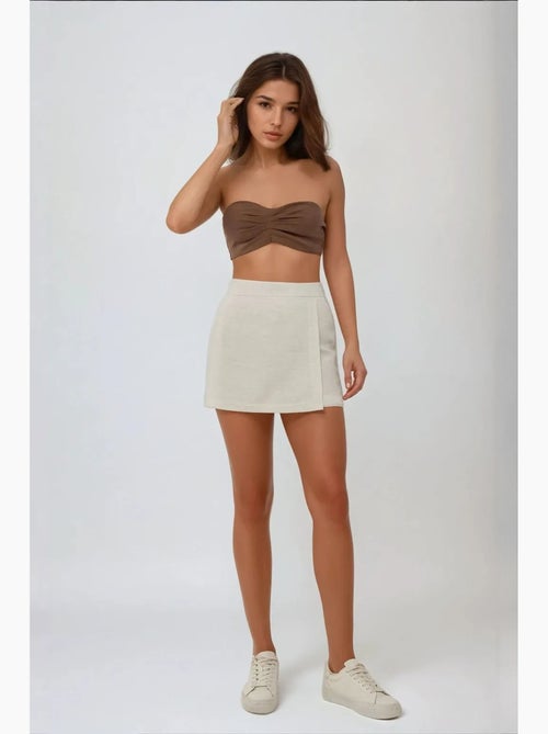 Mini-skorts met textuur en linnenlook hiccup - Kiabi