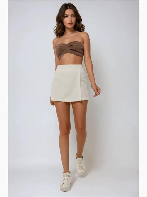 Mini-skorts met textuur en linnenlook hiccup - Kiabi