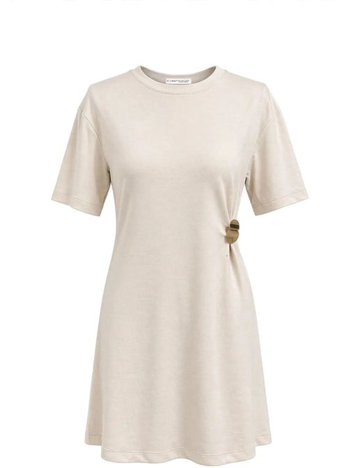 Mini t-shirtjurk met ronde hals en steenaccessoire mixray - Kiabi Mini t-shirtjurk met ronde hals en steenaccessoire mixray - Kiabi