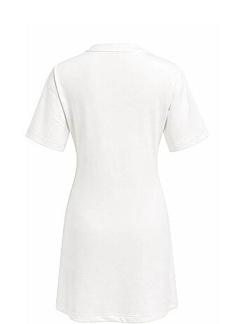 Mini t-shirtjurk met ronde hals en steenaccessoire mixray
