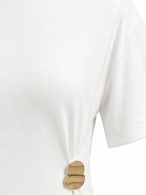 Mini t-shirtjurk met ronde hals en steenaccessoire mixray - Kiabi Mini t-shirtjurk met ronde hals en steenaccessoire mixray - Kiabi