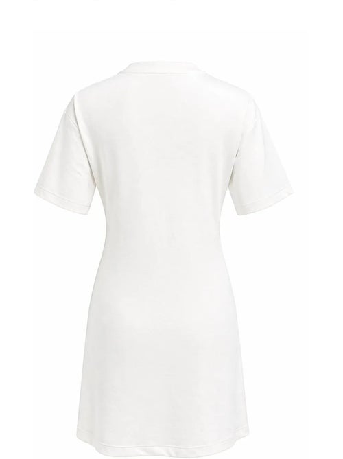 Mini t-shirtjurk met ronde hals en steenaccessoire mixray - Kiabi Mini t-shirtjurk met ronde hals en steenaccessoire mixray - Kiabi