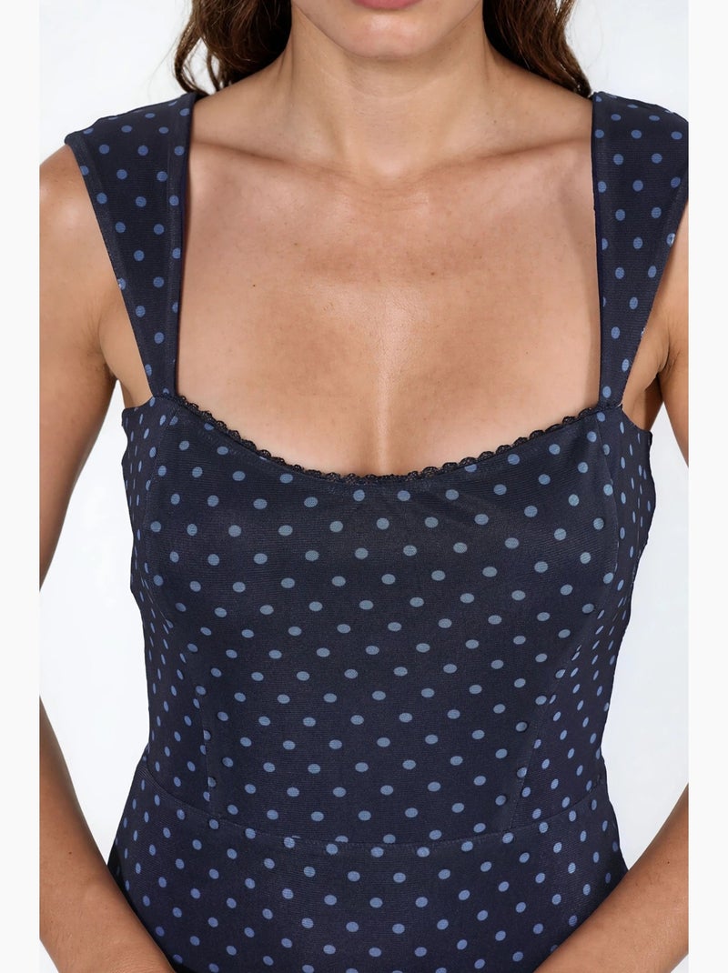 Mini tulejurk met stippen en hartkraag hiccup Marineblauw - Kiabi