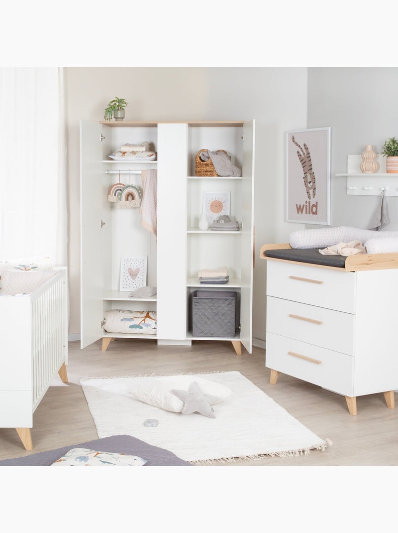Minimalistische kinderkast met 2,5 deuren, opbergruimte en kledingroede 'Leon' ROBA Wit - Kiabi