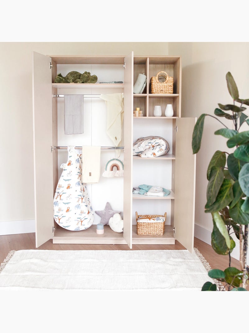 Minimalistische kinderkast met 3 deuren en open opbergvakken 'Elva' ROBA Beige - Kiabi