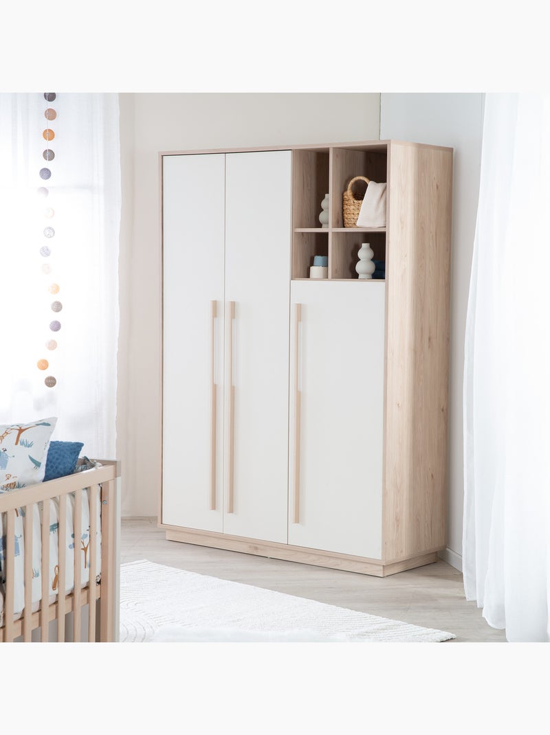 Minimalistische kinderkast met 3 deuren en open opbergvakken 'Elva' ROBA Beige - Kiabi