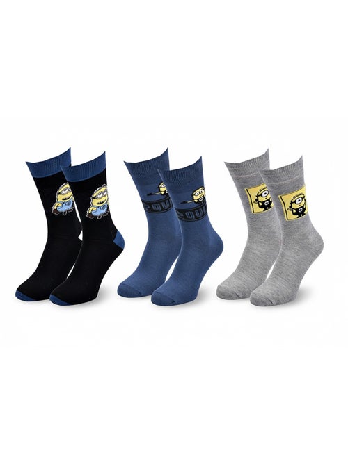 Minions - chaussettes homme licence pack de 3 - Kiabi Minions - chaussettes homme licence pack de 3 - Kiabi