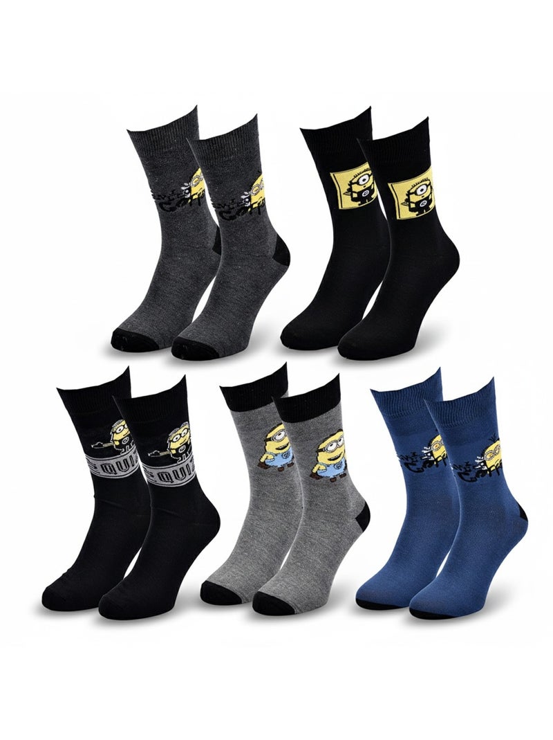 Minions - chaussettes homme licence pack de 5 Gris Bleu Noir - Kiabi