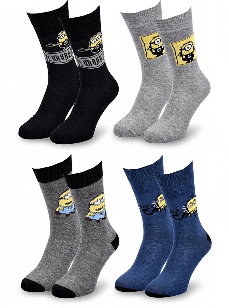 Minions - sokken heren licentie set van 4 Zwart Blauw Grijs - Kiabi
