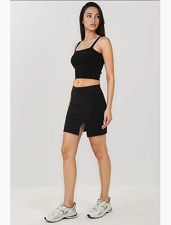 Minirok met elastische tailleband en split hiccup
