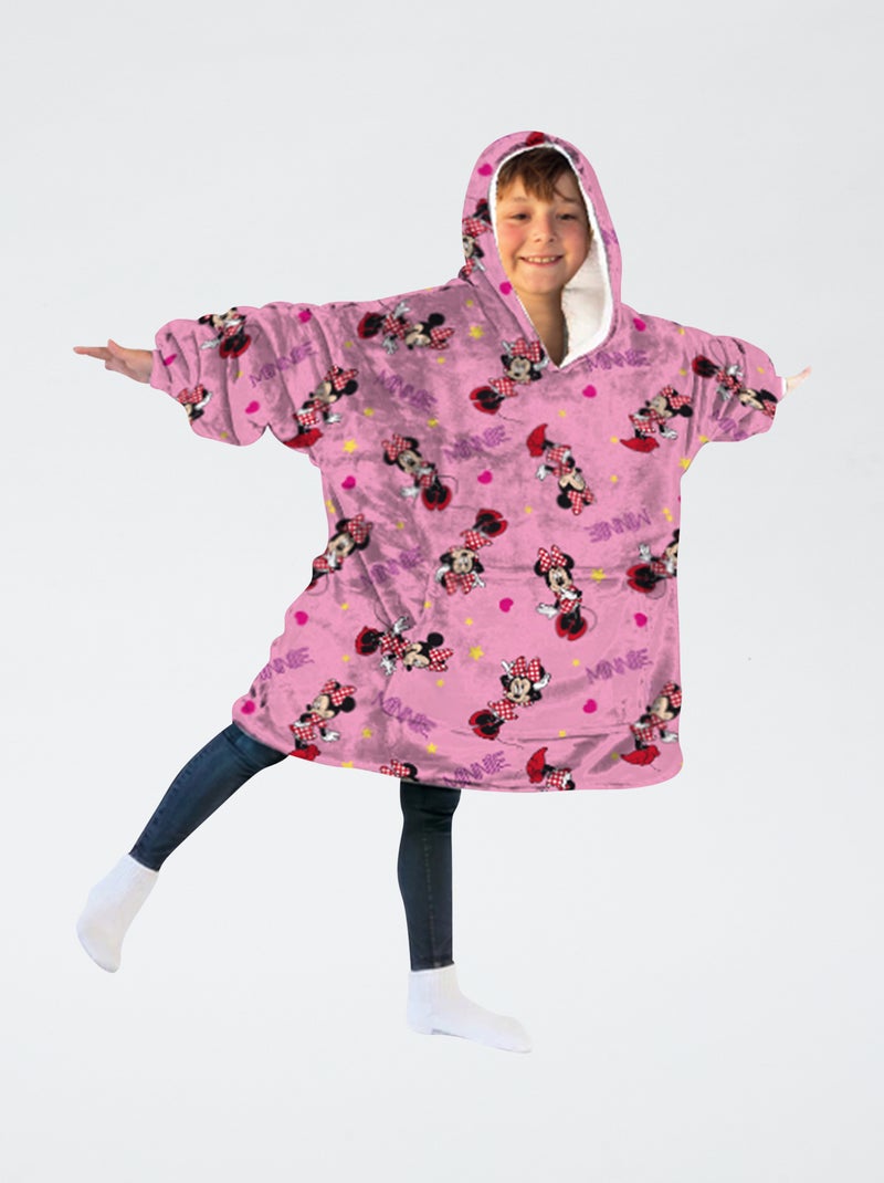 Minnie-plaid van fleecestof | Ponchomodel met capuchon Rose - Kiabi