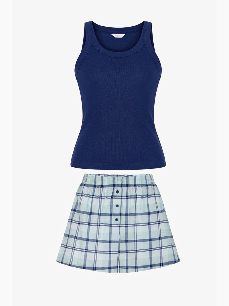 Mira geruite short pyjamaset penti Gebroken wit - Kiabi