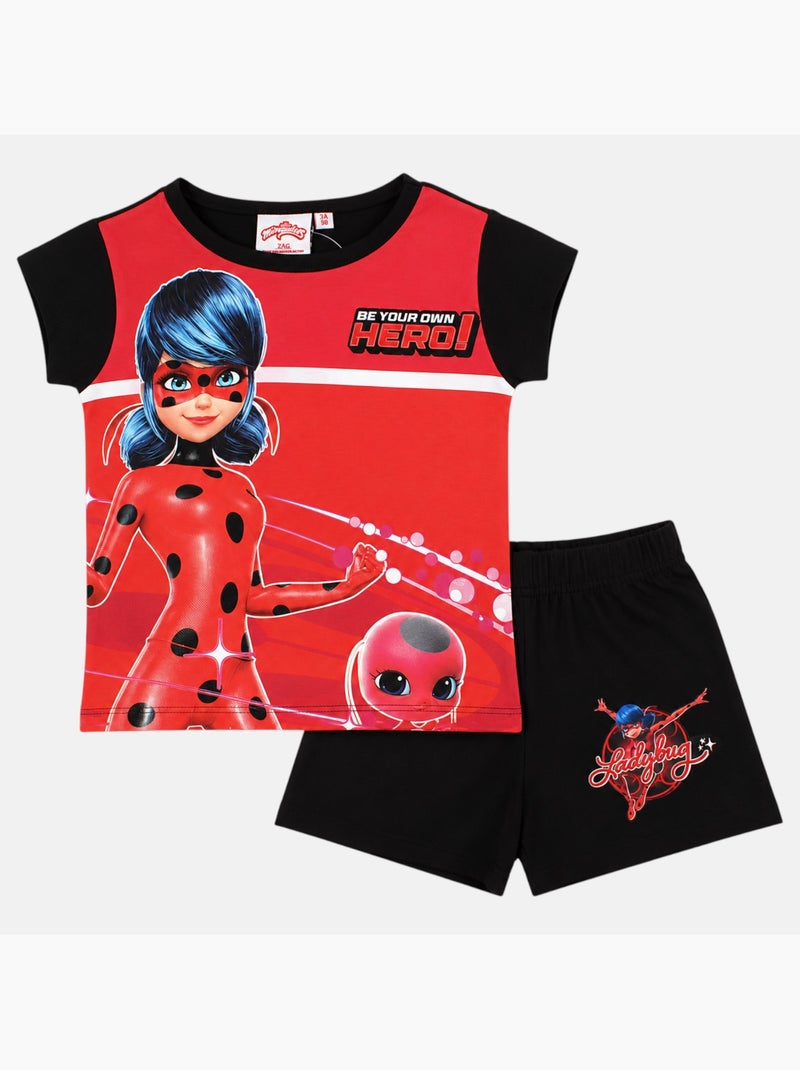 Miraculous - Set T-shirt en short kind bedrukt Zwart - Kiabi