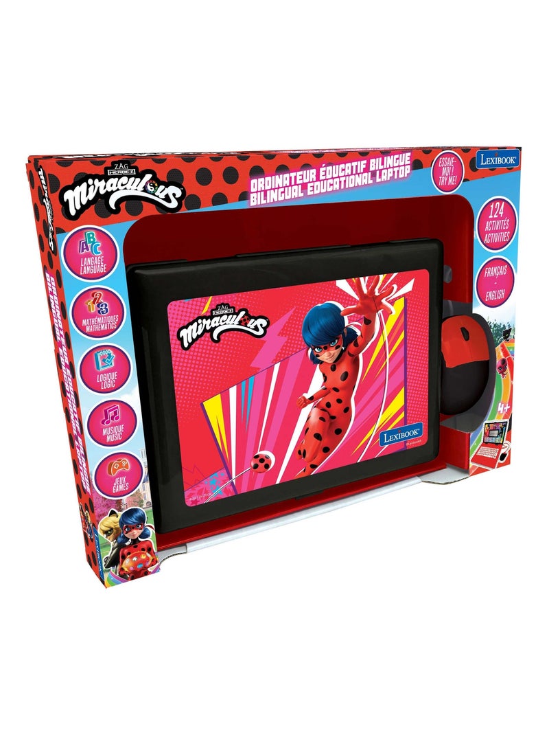 Miraculous tweetalige educatieve laptop met 124 activiteiten in het engels en frans Rood - Kiabi