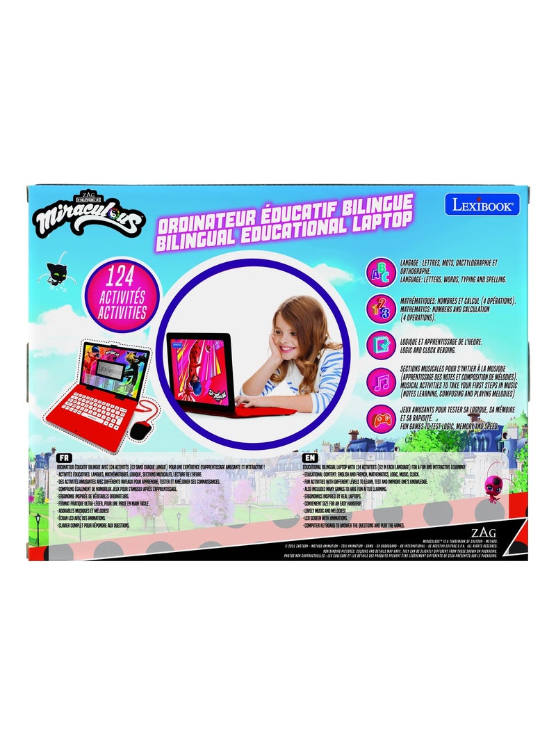Miraculous tweetalige educatieve laptop met 124 activiteiten in het engels en frans Rood - Kiabi