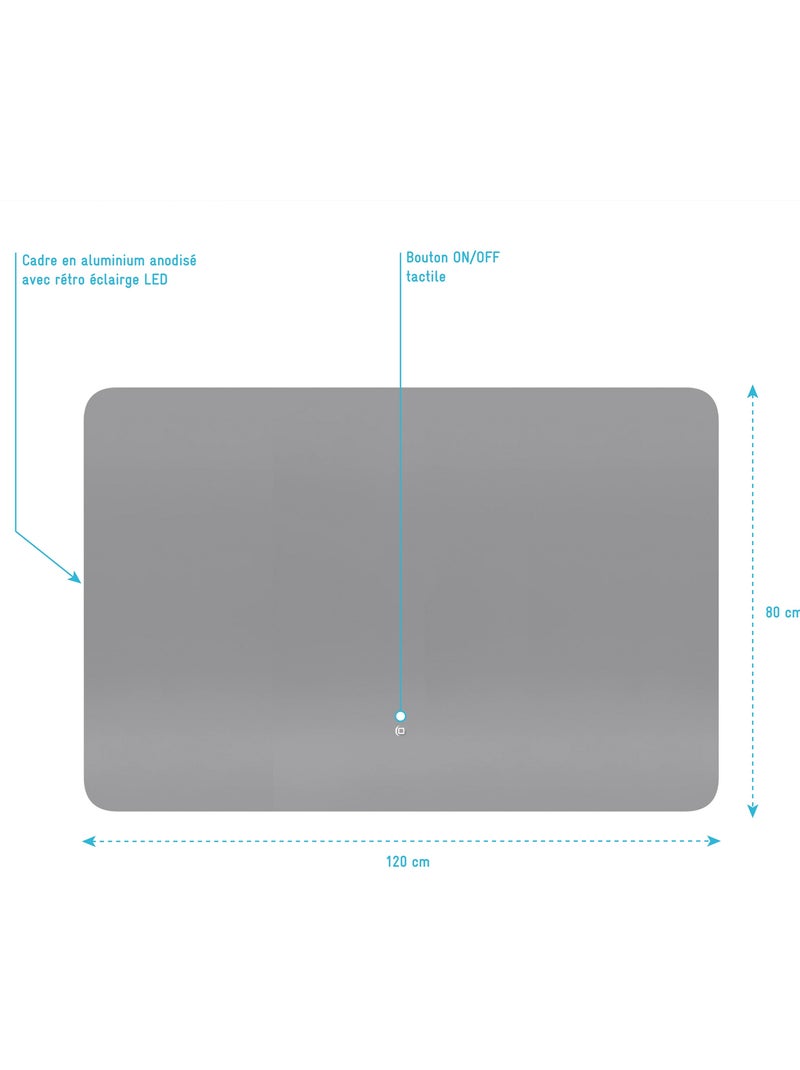 Miroir Led Silver Moon Gris clair - Kiabi