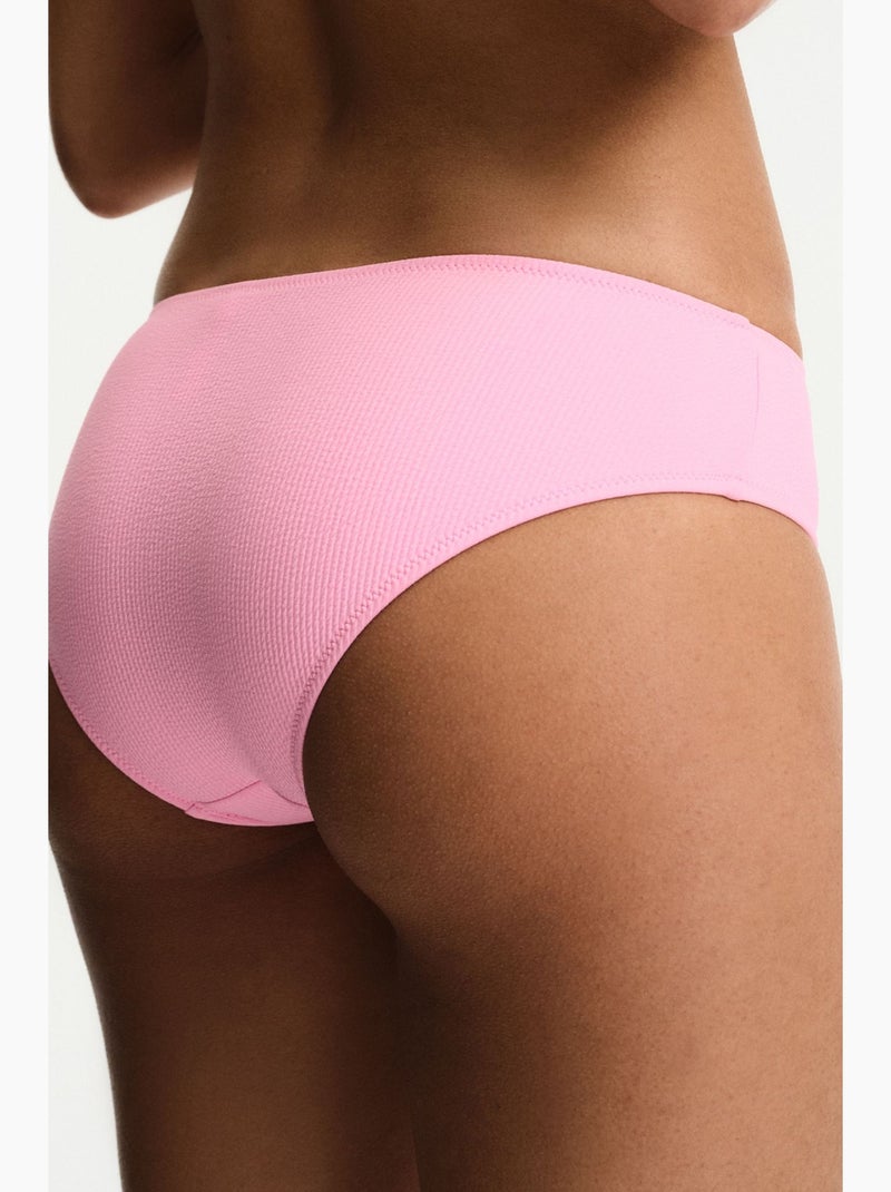 Missa bikinibroekje met textuur en middelhoge taille penti Suikerroze - Kiabi