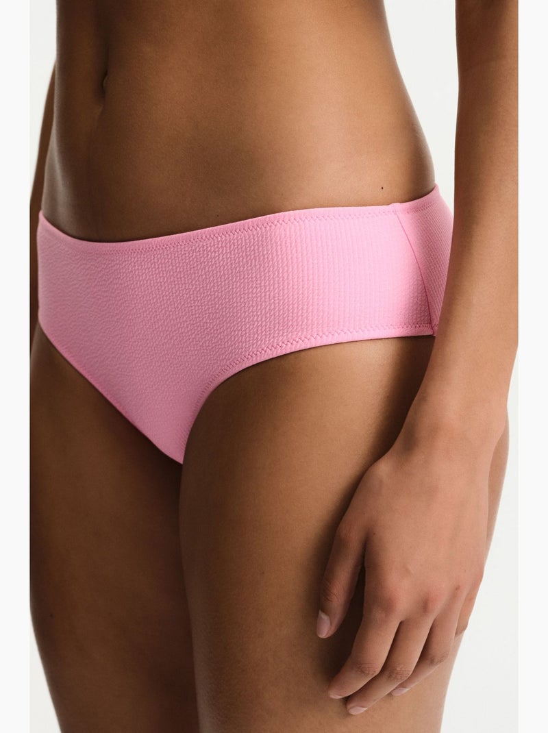 Missa bikinibroekje met textuur en middelhoge taille penti Suikerroze - Kiabi