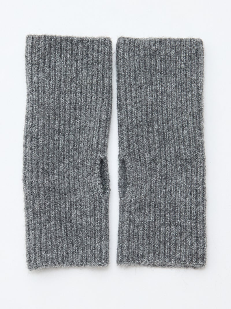 Mitaine manchette unie Gris - Kiabi