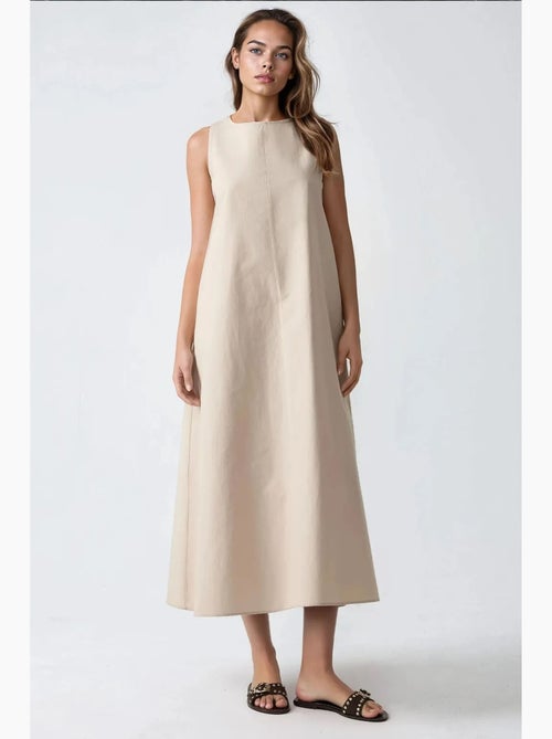 Mixray collection maxi-jurk in a-lijn met ronde hals en zonder mouwen hiccup - Kiabi