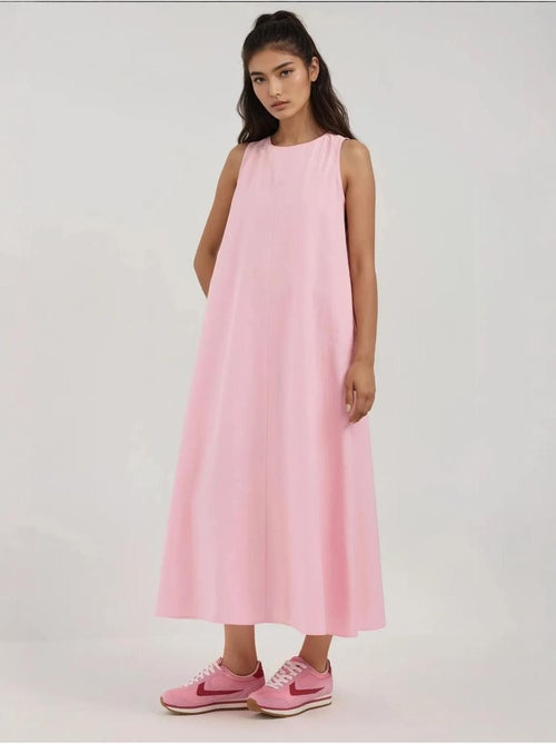 Mixray collection maxi-jurk in a-lijn met ronde hals en zonder mouwen hiccup - Kiabi