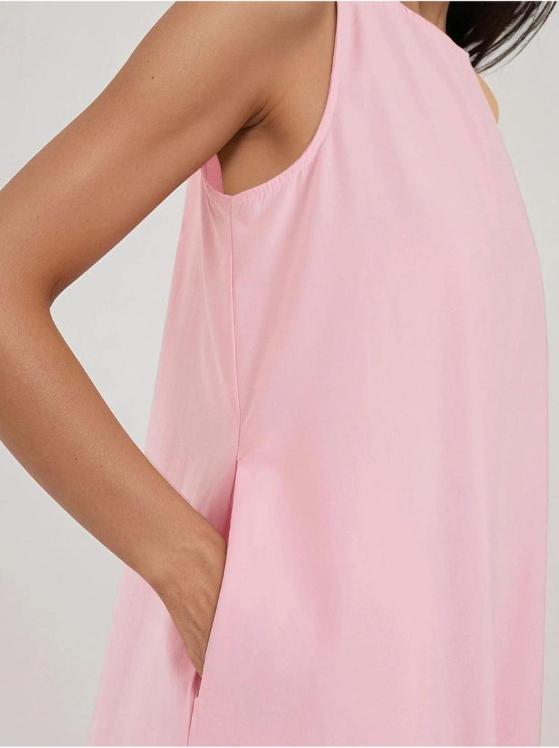 Mixray collection maxi-jurk in a-lijn met ronde hals en zonder mouwen hiccup Lichtroze - Kiabi