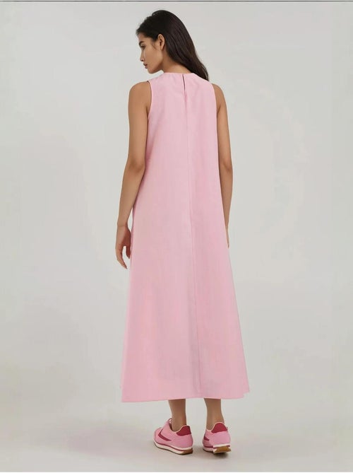 Mixray collection maxi-jurk in a-lijn met ronde hals en zonder mouwen hiccup - Kiabi