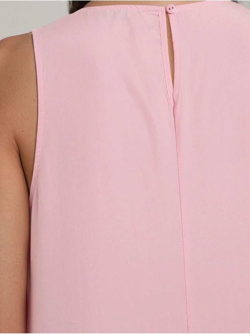 Mixray collection maxi-jurk in a-lijn met ronde hals en zonder mouwen hiccup Lichtroze - Kiabi