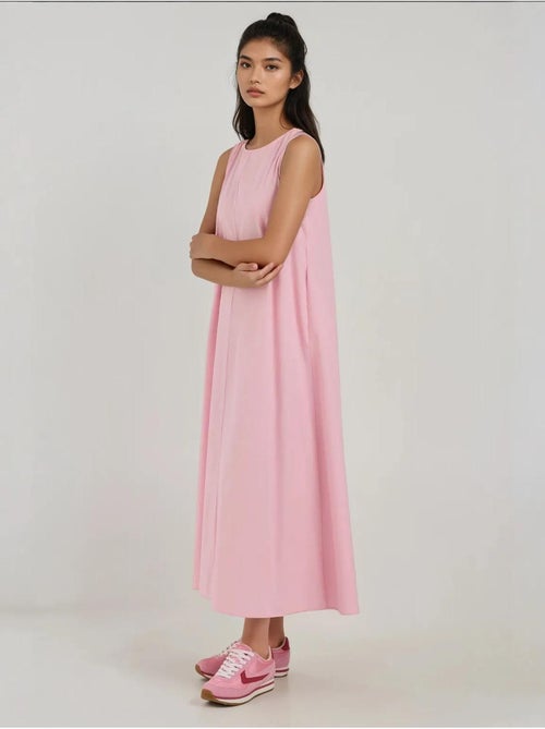 Mixray collection maxi-jurk in a-lijn met ronde hals en zonder mouwen hiccup - Kiabi