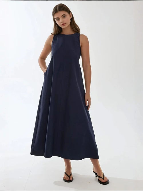 Mixray collection maxi-jurk in a-lijn met ronde hals en zonder mouwen hiccup - Kiabi